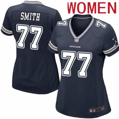 Women Dallas Cowboys #77 Tyron Smith Nike Navy Game Team NFL Jersey->women nfl jersey->Women Jersey